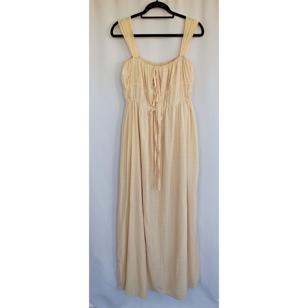 Nasty Gal Collection Cream Smocked Maxi‎ Dress Womens 4 Boho Milkmaid